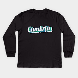 Retro Cumbria Text - The Lake District Kids Long Sleeve T-Shirt